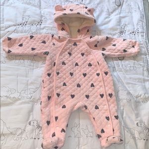 Nordstrom baby onesie with hoodie, size 6m.